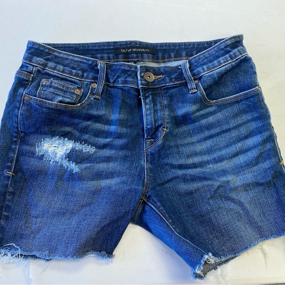 Cult of Individuality Distressed Blue Jean Shorts